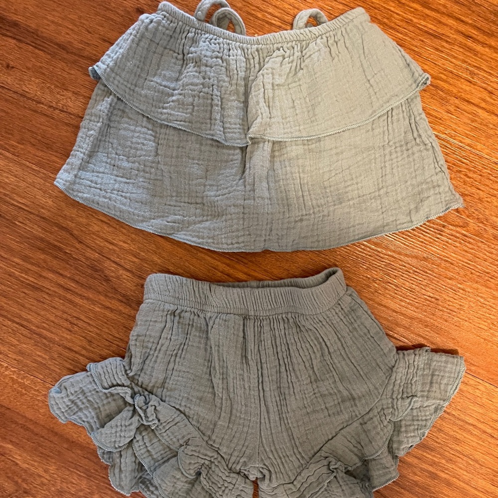 Sage green short set